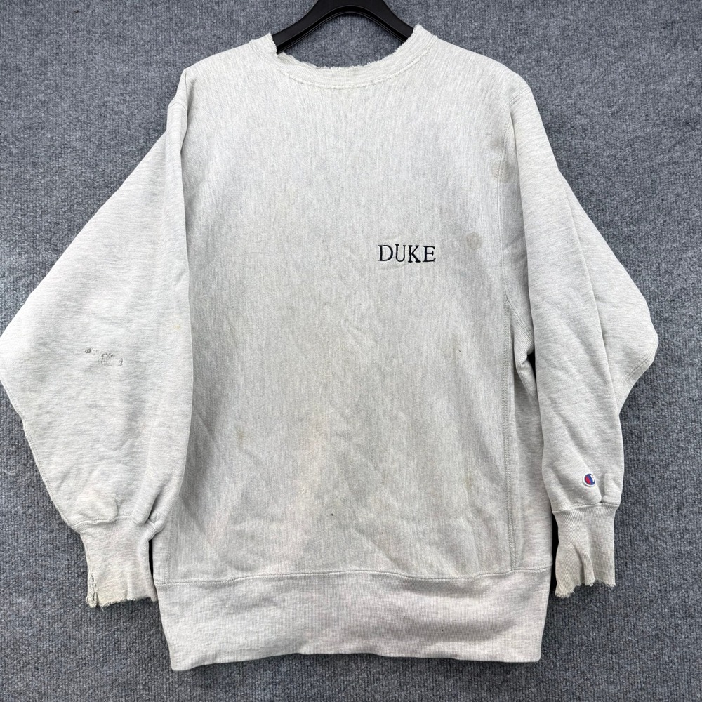 Vintage‎ Champion Reverse Weave Duke University Sweatshirt Gray Large 90s USA
